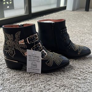 Jessica Buurman Gold Studded Black Boots